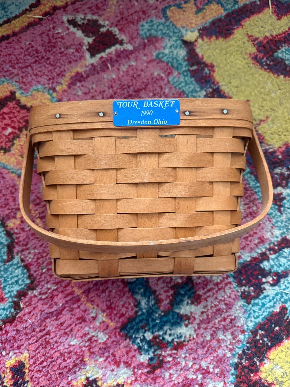 Vintage Signed by Grandma Bonnie Longaberger 1990 Tour Basket Handwoven Basket